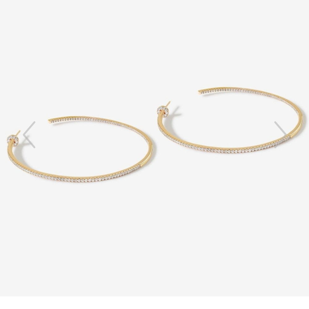 ADORNMONDE Coen hoop earrings 14k gold plated, Crystals NEW